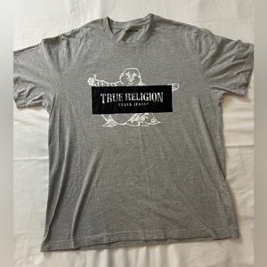 MENS XL TRUE RELIGION LOGO GRAY SHORT SLEEVE TSHIRT
